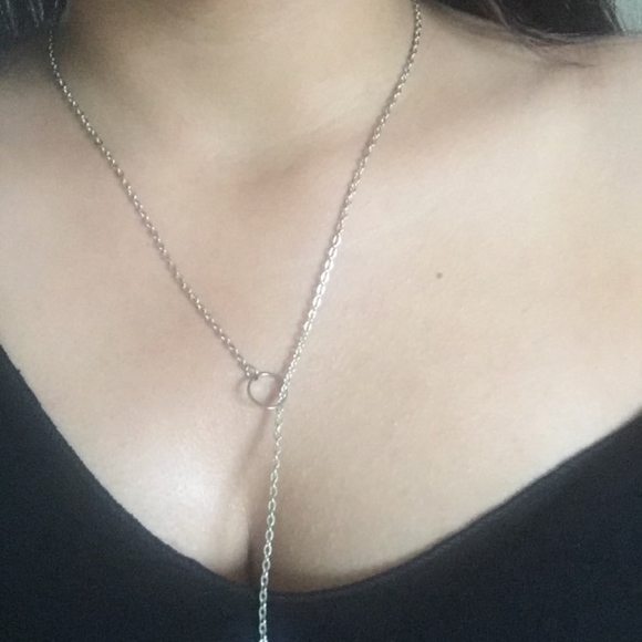 Circle and Bar Simple Necklace Gold - Picture 2 of 2